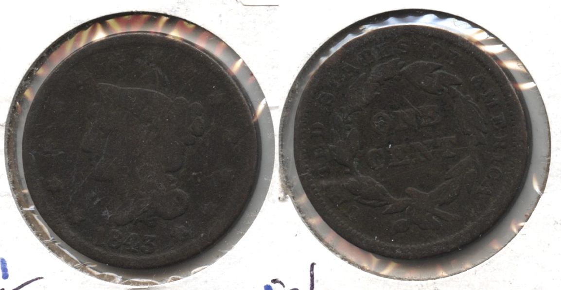 1843 Coronet Large Cent G-4 #b