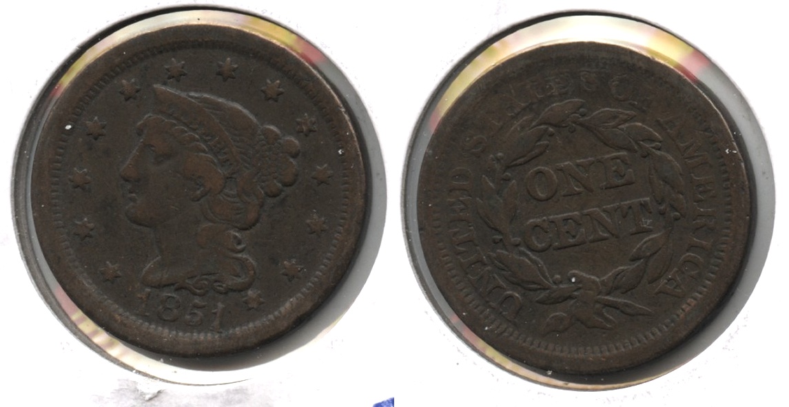 1851 Coronet Large Cent Fine-12 #w