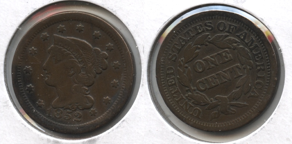 1852 Coronet Large Cent Fine-12 #u