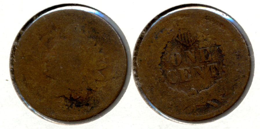 1874 Indian Head Cent AG-3 q Warped