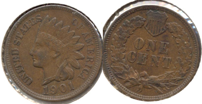 1901 Indian Head Cent AU-50 e