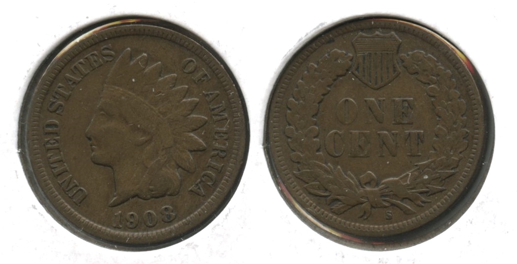 1908-S Indian Head Cent Fine-12 #f
