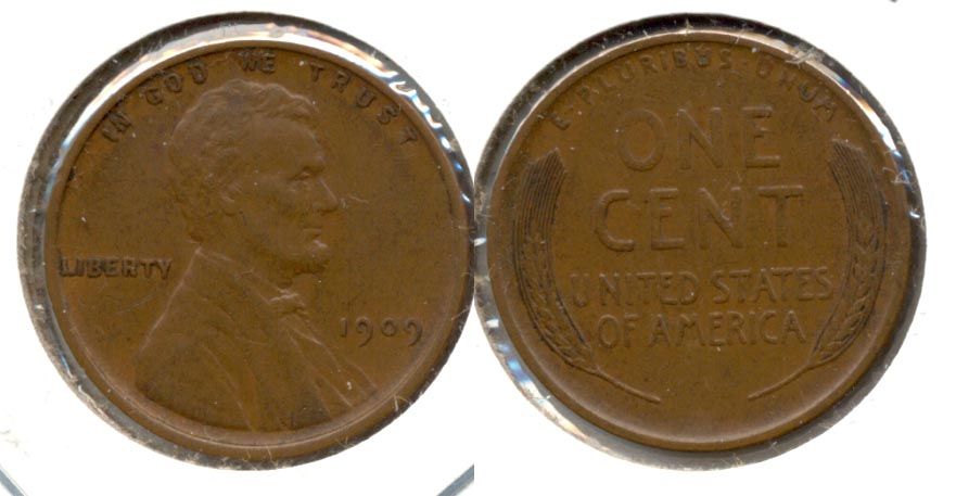 1909 Lincoln Cent AU-50 af