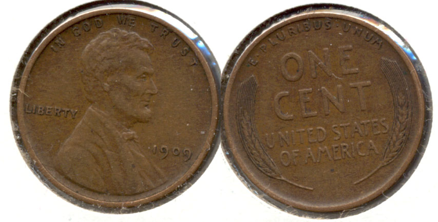 1909 Lincoln Cent AU-50 l