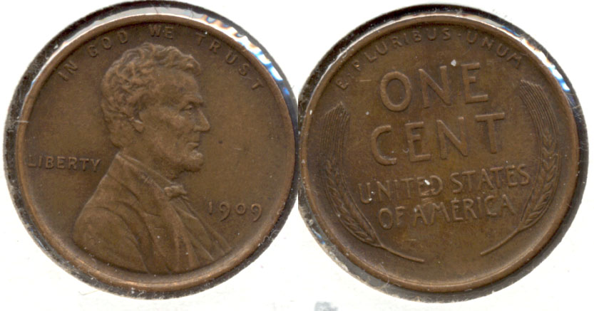 1909 Lincoln Cent AU-50 o