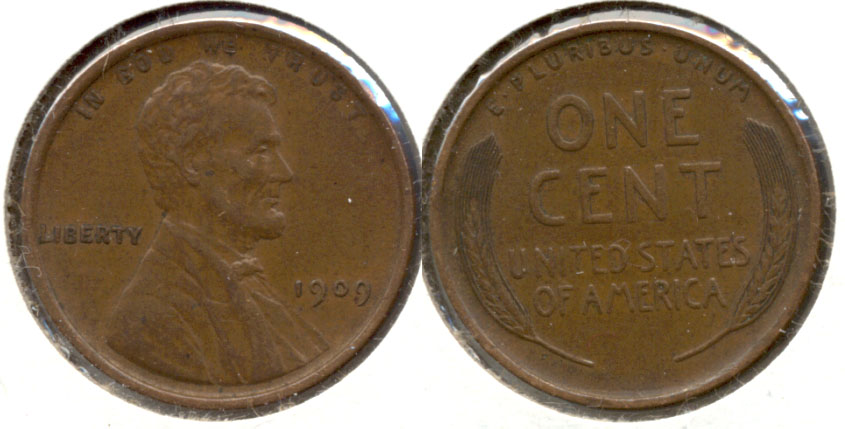 1909 Lincoln Cent AU-50 r