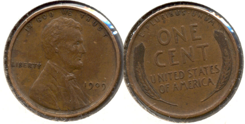 1909 Lincoln Cent AU-50 v