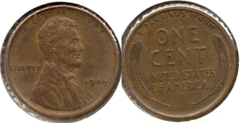 1909 Lincoln Cent AU-55 ae