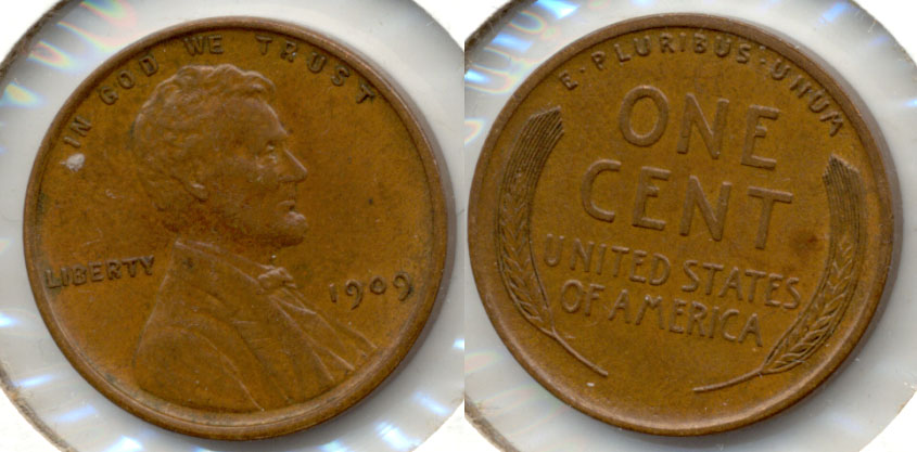 1909 Lincoln Cent AU-55 f