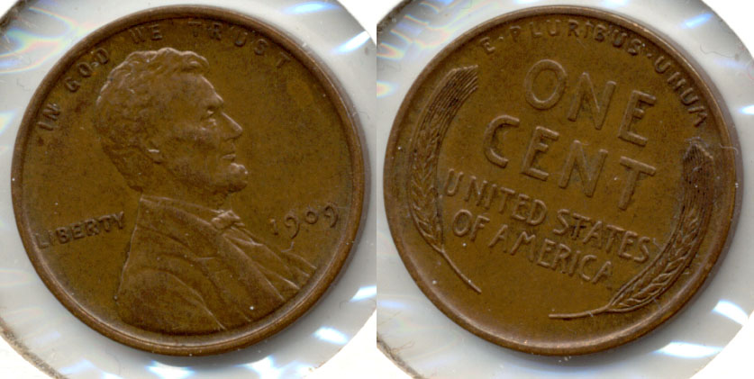 1909 Lincoln Cent AU-55 l