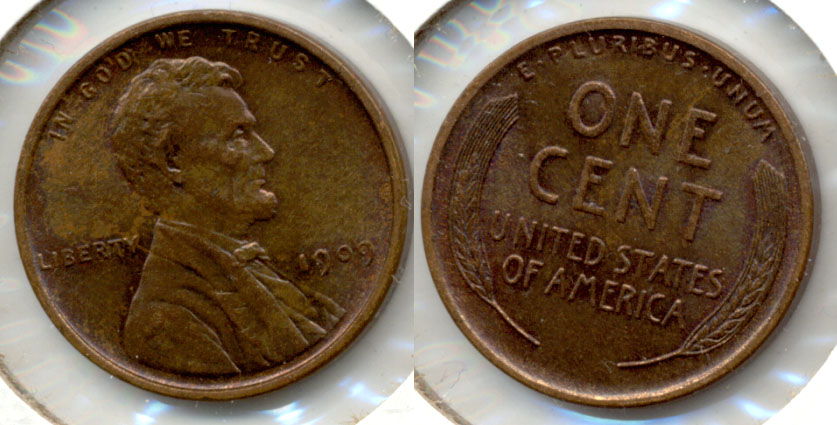 1909 Lincoln Cent AU-55 t