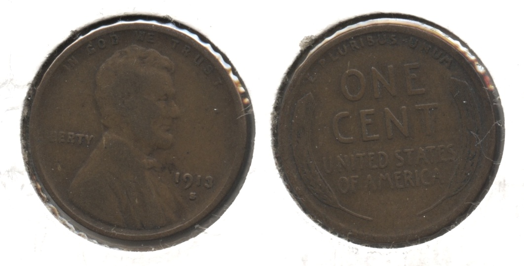 1913-S Lincoln Cent Fine-12 #r
