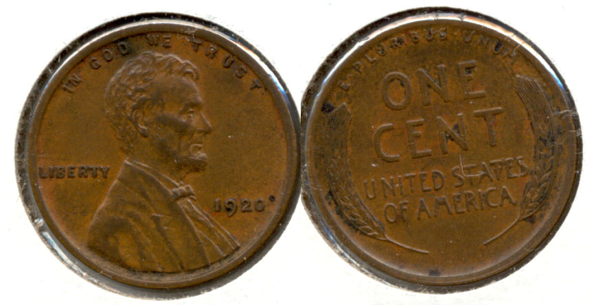 1920 Lincoln Cent AU-50 d