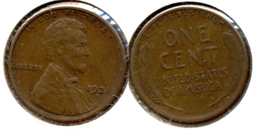1921-S Lincoln Cent EF-40 b