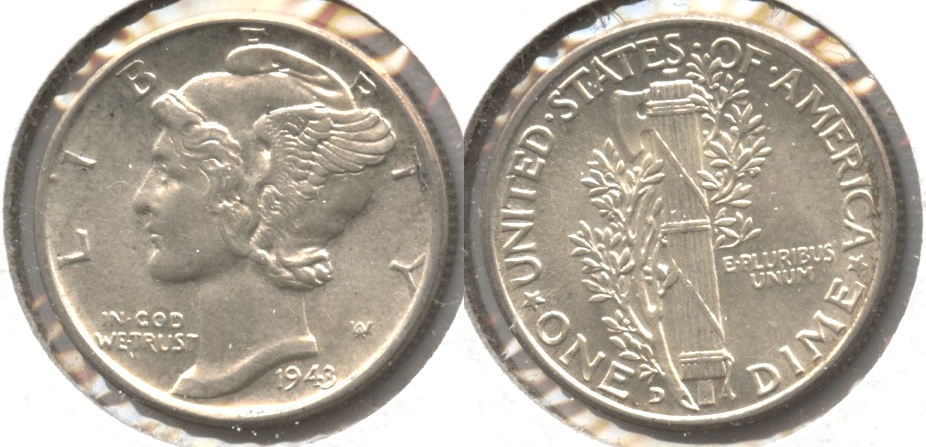 1943-D Mercury Dime MS-60 #z