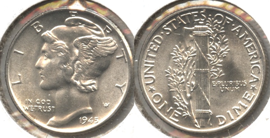 1945 Mercury Dime MS-60 #t