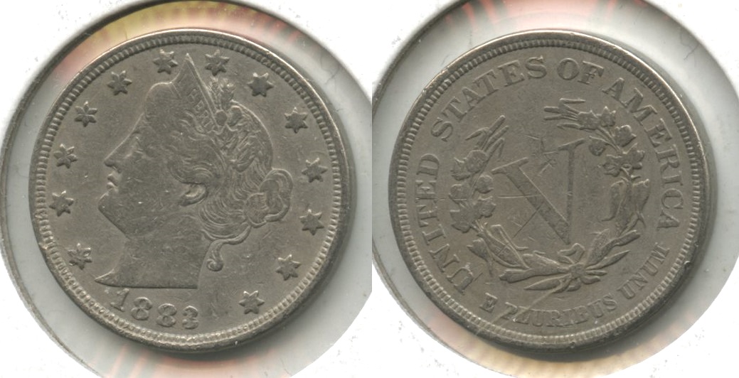 1883 No Cents Liberty Head Nickel VF-20 #by Lightly Cleaned