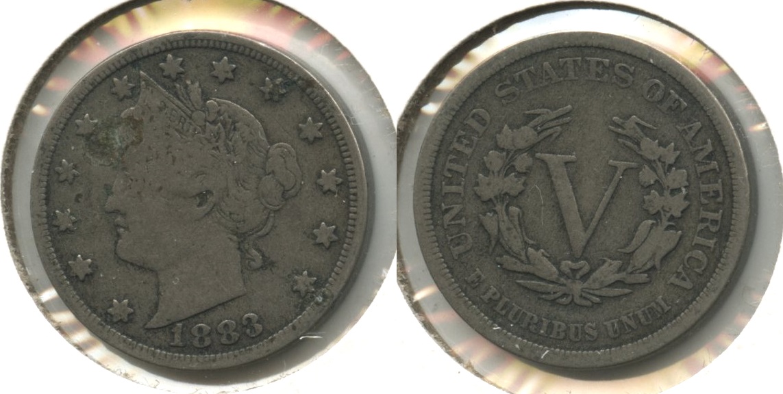 1883 No Cents Liberty Head Nickel VG-8 #n Obverse Spot