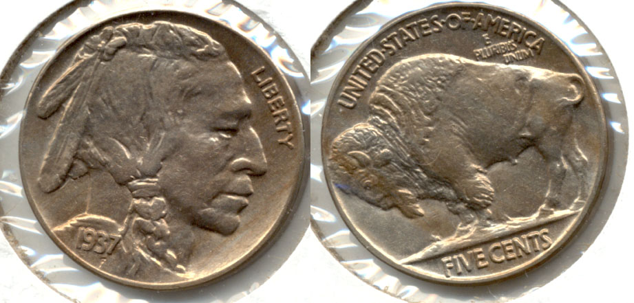 1937 Buffalo Nickel AU-55 v
