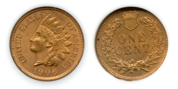 1906 Indian Head Cent PCI MS-65 Red small