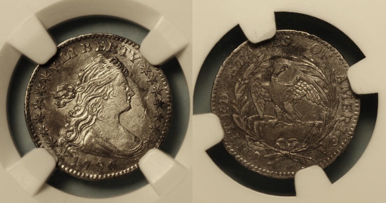 1796 Draped Bust Half Dime NGC AU Details camera small